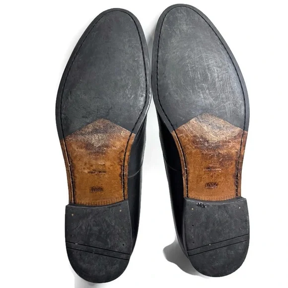 MEZLAN BLACK LEATHER SUEDE LOAFERS - Picture 7 of 9